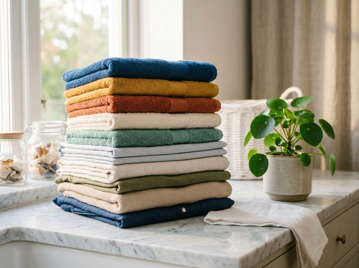 Freshly washed and folded laundry